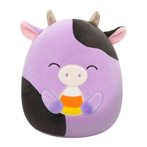 Halloween Squishmallow Alexie the Purple Cow 12” Holding Candy Corn NWT New Cute - Picture 4 of 15